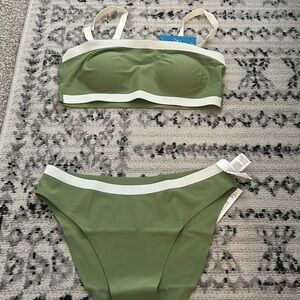 Green and Cream Bikini Set